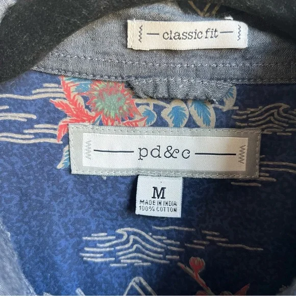 PD&C Navy Tropical Print Casual Shirt - Picture 5 of 7